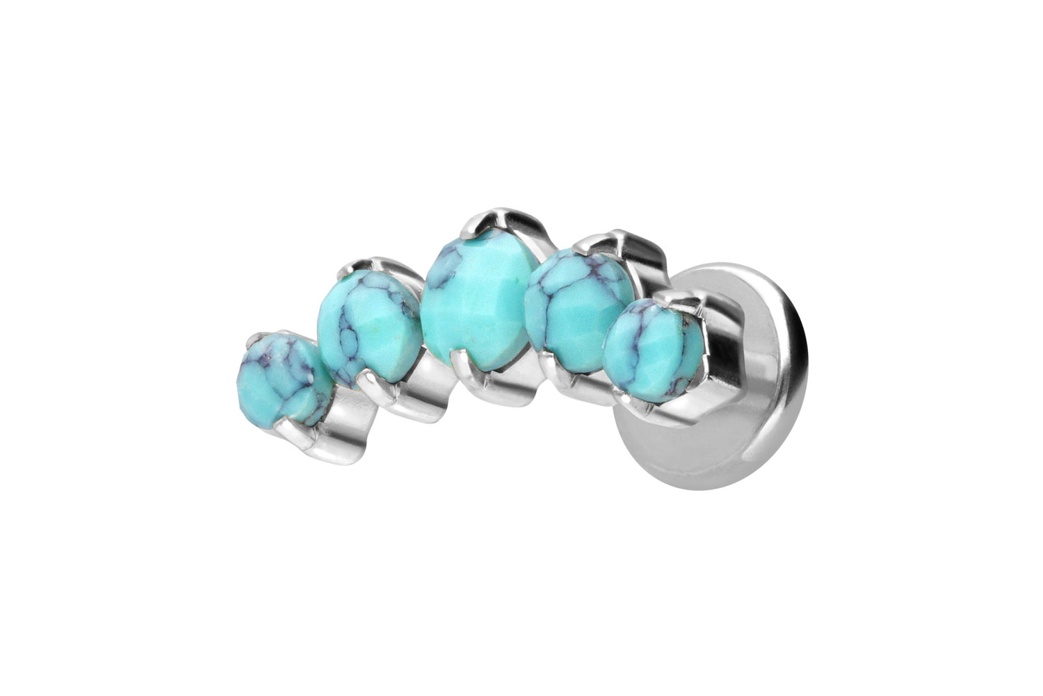 Titan Labret Piercing mit Innengewinde 5 SYNTHETISCHE TÜRKISE